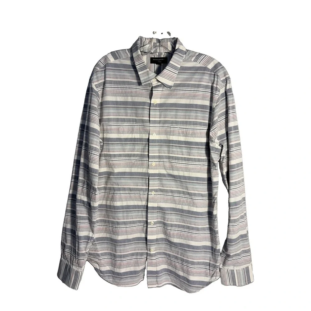Banana Republic Button Down Shirt Men's XL Soft Wash Multi Stripe Collared